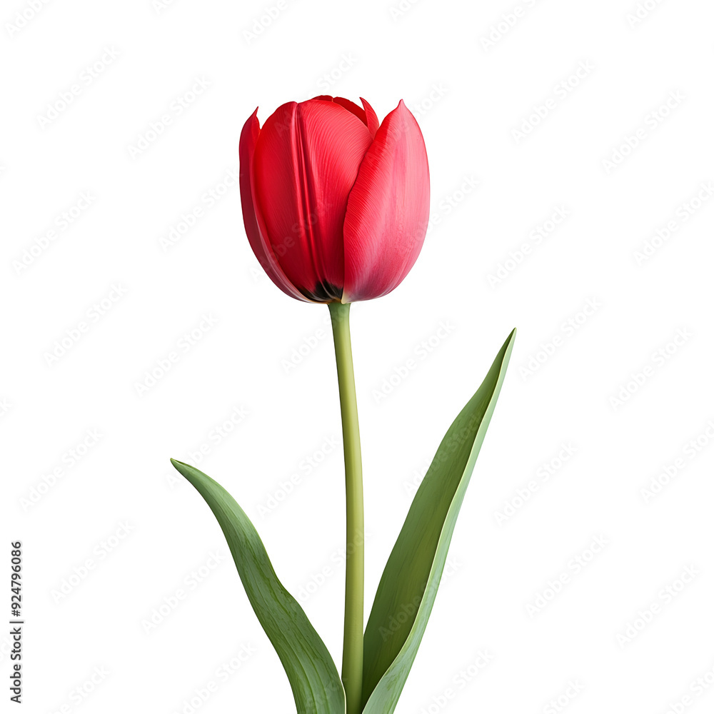 Captivating Crimson Tulip Showcased on Plain White Transparent Background PNG with High Detail Captivating Crimson Tulip Showcased on Plain White Transparent Background PNG with High Detail