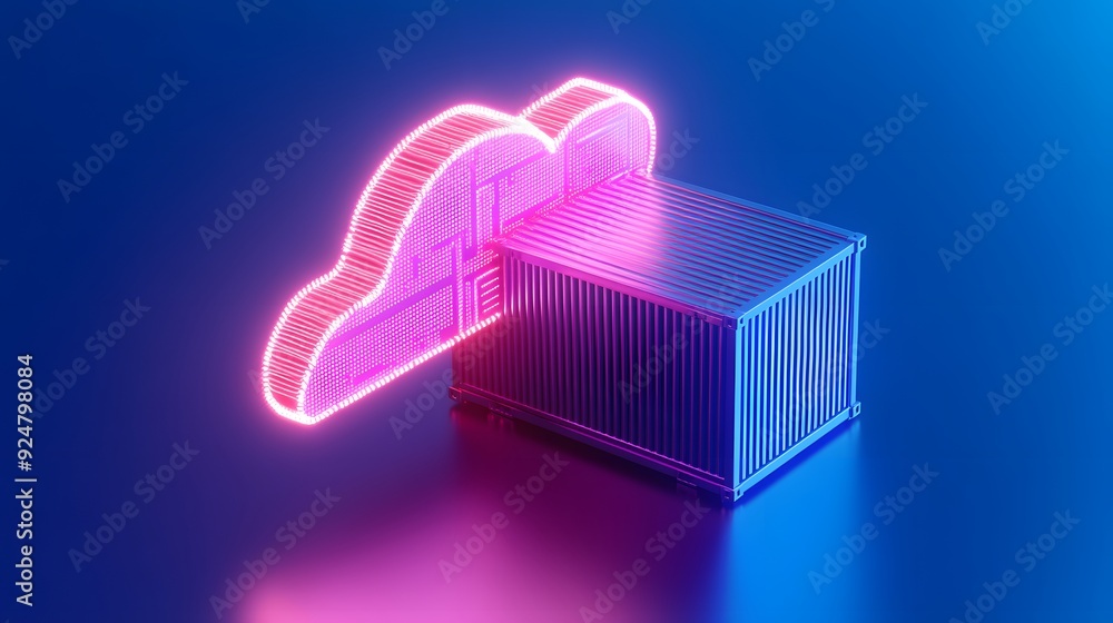 Modern digital concept of cloud computing and data storage with neon lights. Abstract technology background for web design and networking. Modern digital concept of cloud computing and data storage with neon lights. Abstract technology background for web design and networking.