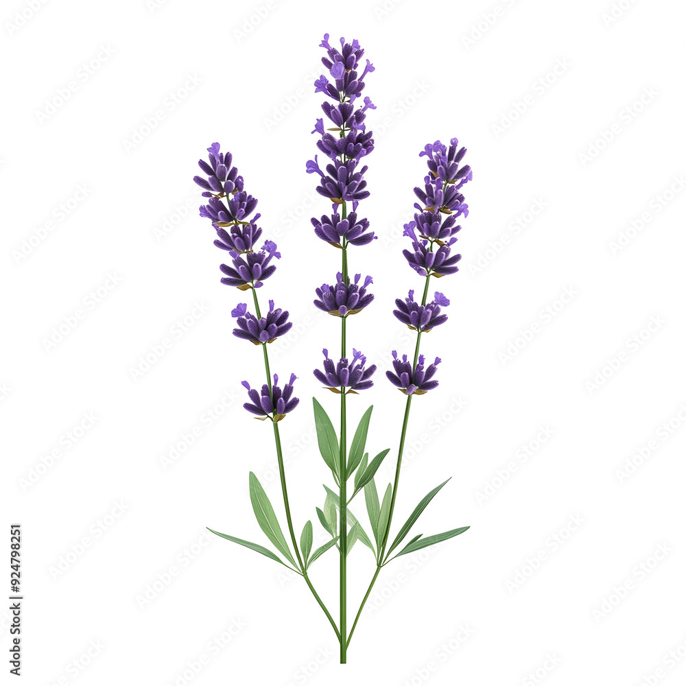Naklejka premium Photography of Lavender Flowers Isolated on Plain White Transparent Background PNG with High Detail