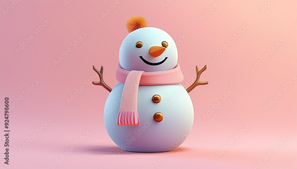 A cheerful snowman adorned with a pink scarf and a pom-pom hat, perfect for winter-themed designs and holiday projects. A cheerful snowman adorned with a pink scarf and a pom-pom hat, perfect for winter-themed designs and holiday projects.
