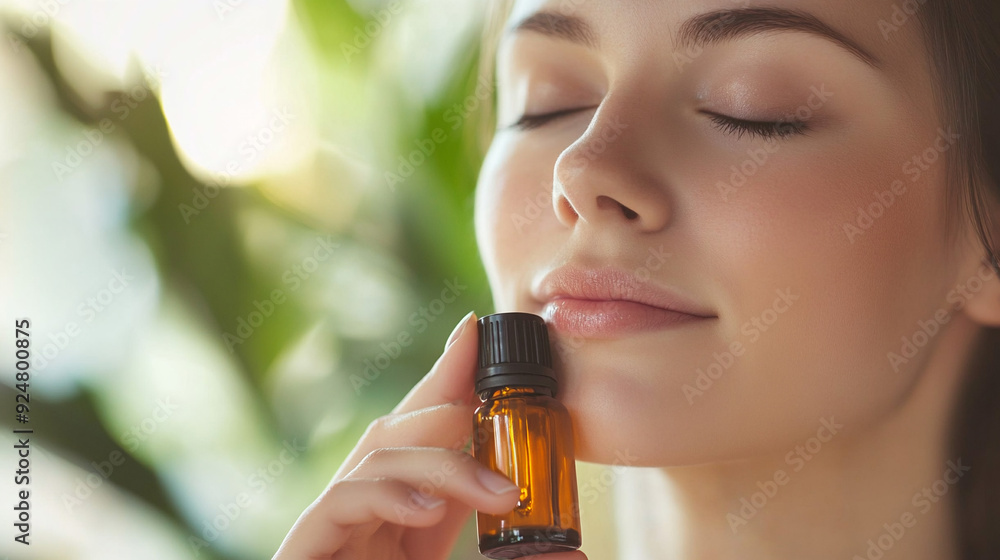 Fototapeta premium Woman with serum bottle. 