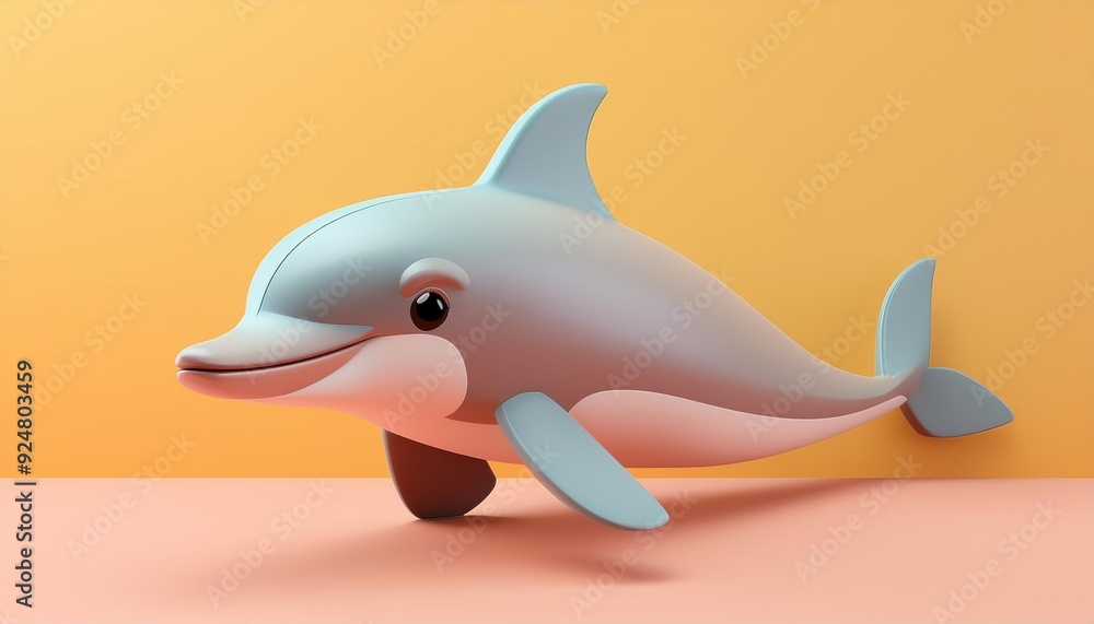 Playful dolphin character with a friendly smile, set against a bright and cheerful background, perfect for children's themes. Playful dolphin character with a friendly smile, set against a bright and cheerful background, perfect for children's themes.