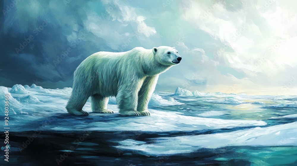Polar Bear Standing on Melting Ice Floe Polar Bear Standing on Melting Ice Floe