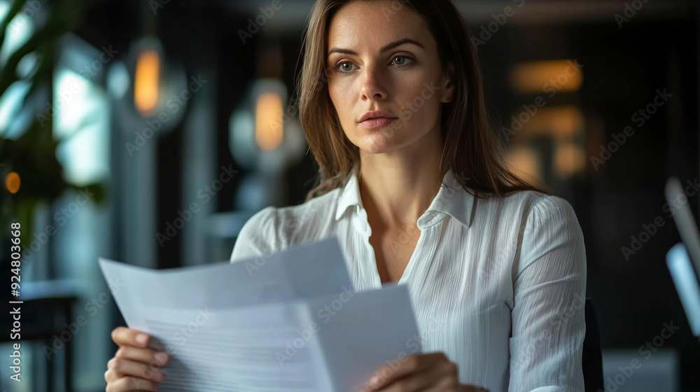 Woman working with documents in office. Woman working with documents in office.