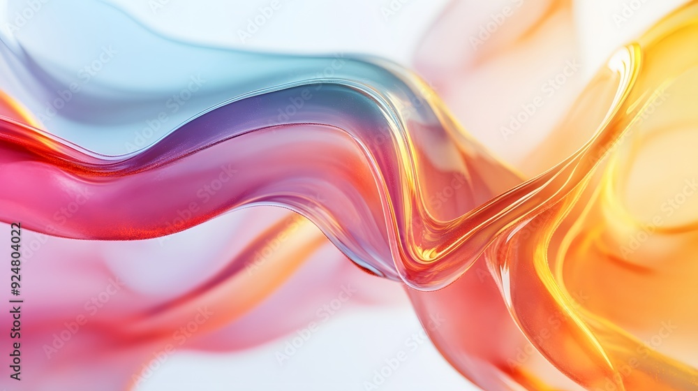 Obraz premium 8. Abstract fluid forms with smooth gradients and subtle highlights, floating on a transparent surface