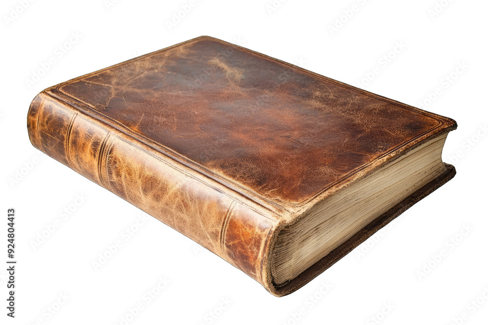 Classic leather-bound book with a weathered cover and aged pages, perfect for historical or literary themes. Classic leather-bound book with a weathered cover and aged pages, perfect for historical or literary themes.