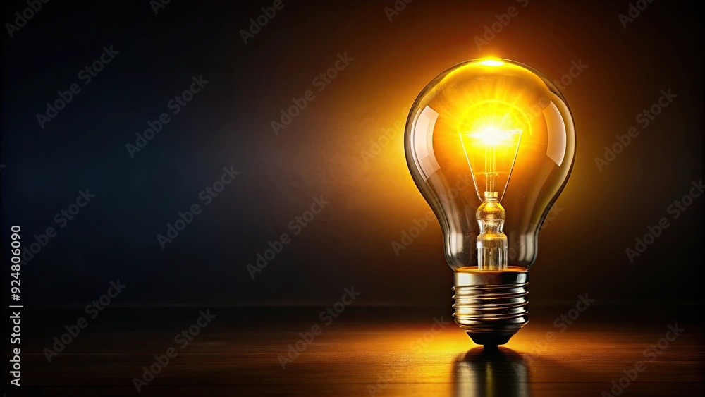Glowing yellow light bulb on dark background, yellow, light bulb, glowing, brightness, illumination, energy, creative Glowing yellow light bulb on dark background, yellow, light bulb, glowing, brightness, illumination, energy, creative