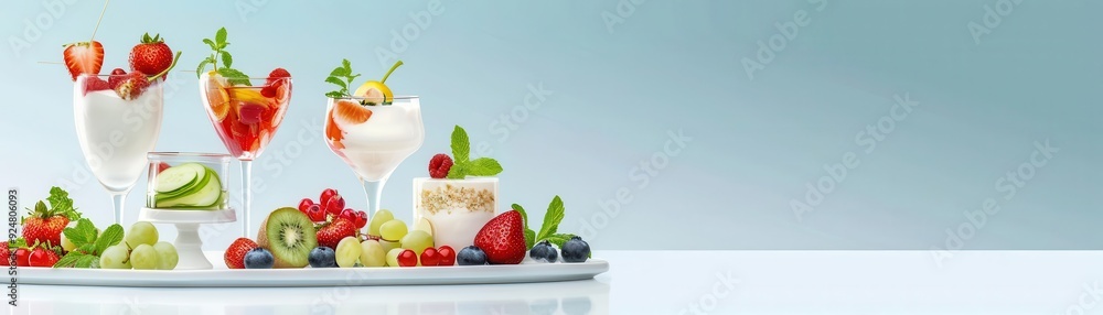Exclusive presentation, elegant garnishing, flat design illustration Exclusive presentation, elegant garnishing, flat design illustration