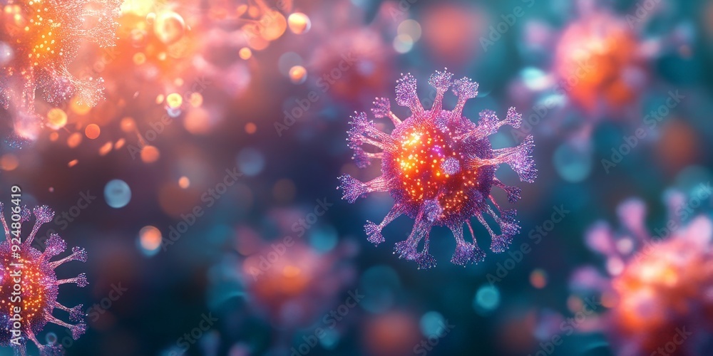 Detailed Closeup of Virus Particle in Vivid Colors Detailed Closeup of Virus Particle in Vivid Colors