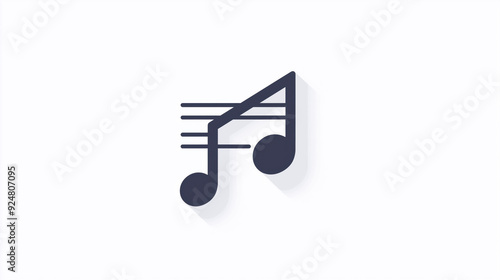  3D music note icon with a clef symbol, designed as a vector illustration for web and audio elements