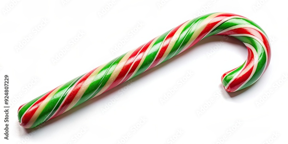 Colorful candy cane with red and green stripes perfect for holiday celebrations, candy, cane, Christmas, festive, red Colorful candy cane with red and green stripes perfect for holiday celebrations, candy, cane, Christmas, festive, red