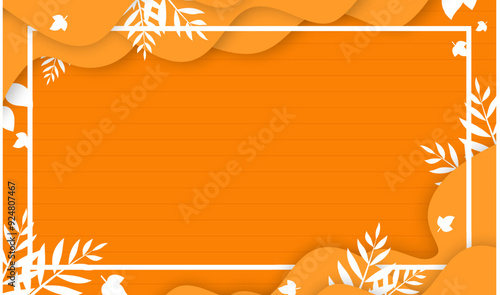 autumn orange volumetric background frame with autumn leaves