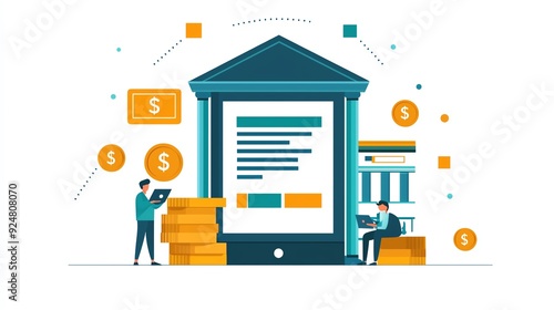 Vector illustration of digital banking, finance transactions, and online payments showcasing modern financial services.