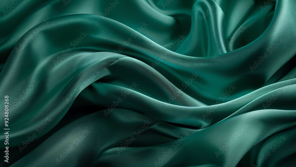 An Impressive Display of Luxurious Green Fabric, Gently Flowing and Draping, Capturing the Essence of Elegance and Softness in Every Wave and Curl of Its Texture. An Impressive Display of Luxurious Green Fabric, Gently Flowing and Draping, Capturing the Essence of Elegance and Softness in Every Wave and Curl of Its Texture.