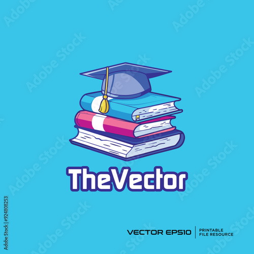 Book and toga hat mascot, vector, logo, character, cartoon, illustration, eps10