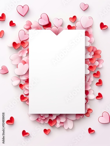 Vertical top view blank card love and wedding decoration Valentines day background