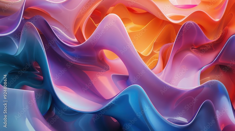 Obraz premium A vibrant abstract wave pattern showcasing rich colors and smooth curves, perfect for modern art and design projects.