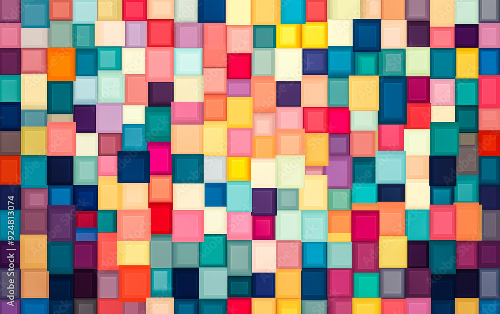 Retro pixelated squares dance in a vibrant, colorful geometric pattern. Retro pixelated squares dance in a vibrant, colorful geometric pattern.