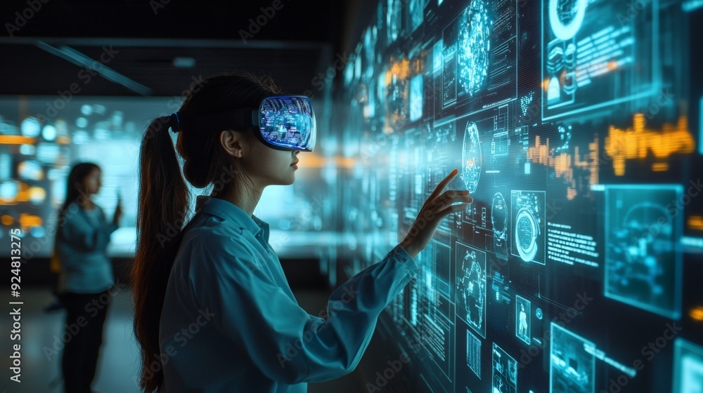 Woman Wearing VR Headset Woman Wearing VR Headset