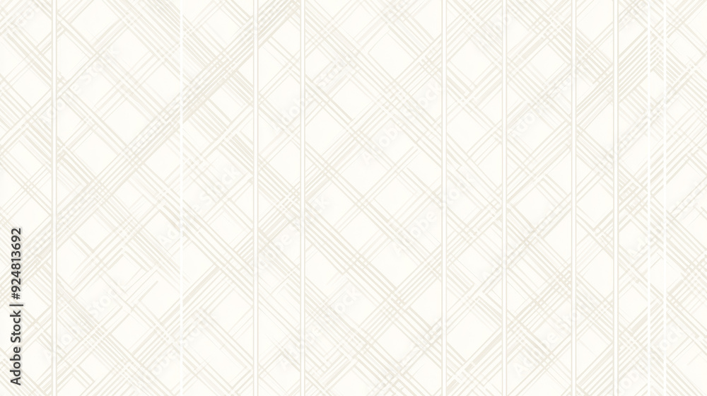 Fototapeta premium Delicate beige lines frame simple rhombi and stripes on a pristine white canvas.