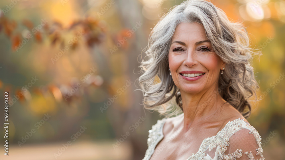 Smiling Senior Bride in Autumn Smiling Senior Bride in Autumn