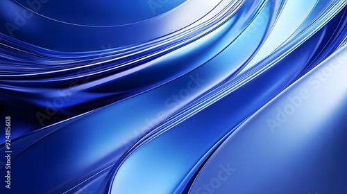 Blue Background 3D Glass Curves Gradient Minimalist Design Abstract Shapes Speed Technology High Details Quality