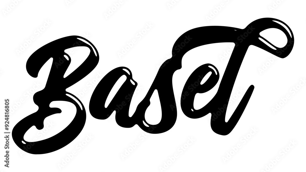 Basel city name written in street art-style liquid brush script lettering Basel city name written in street art-style liquid brush script lettering