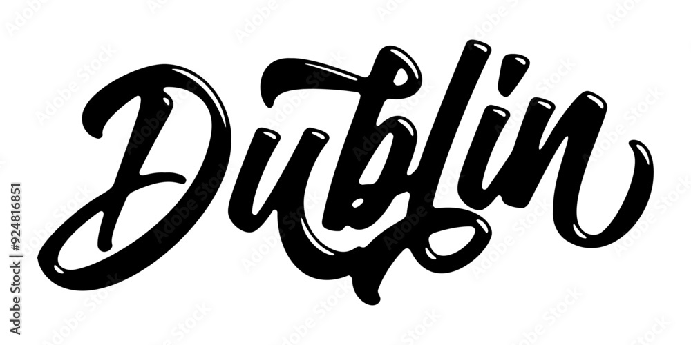 Obraz premium Dublin city name written in street art-style liquid brush script lettering