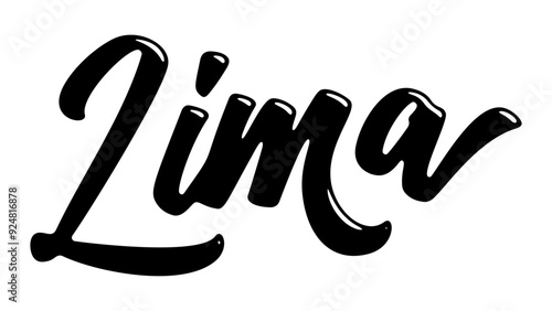 Lima city name written in street art-style liquid brush script lettering