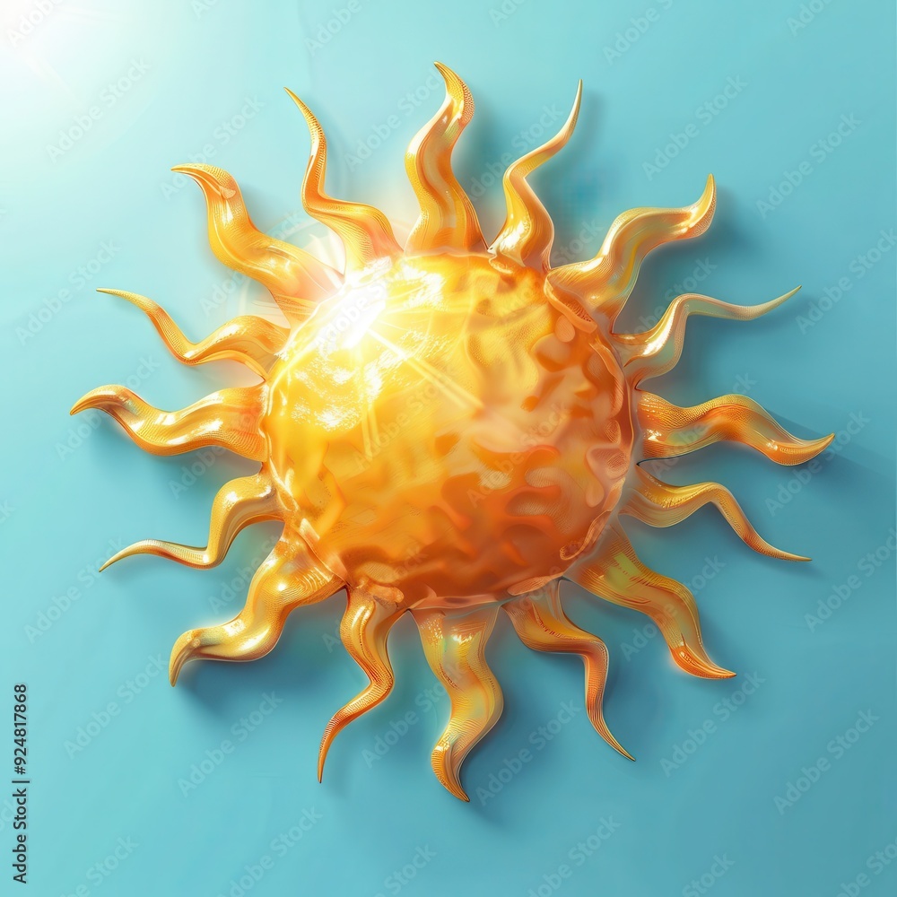 Sun 3D Icon Illustration with Sunny Weather Forecast in Summer Sky Sun 3D Icon Illustration with Sunny Weather Forecast in Summer Sky