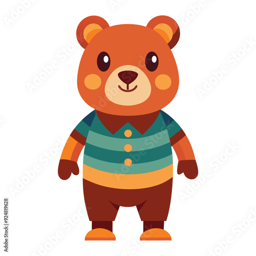 Illustration of retro style teddy bear character standing