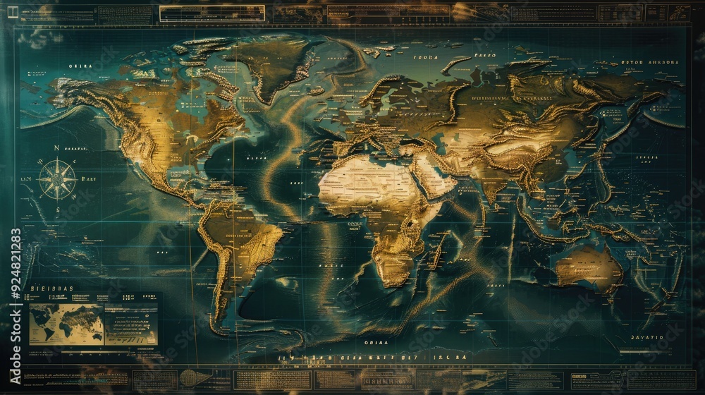 Naklejka premium A detailed map showing the global reach of a new business partnership, symbolizing international cooperation