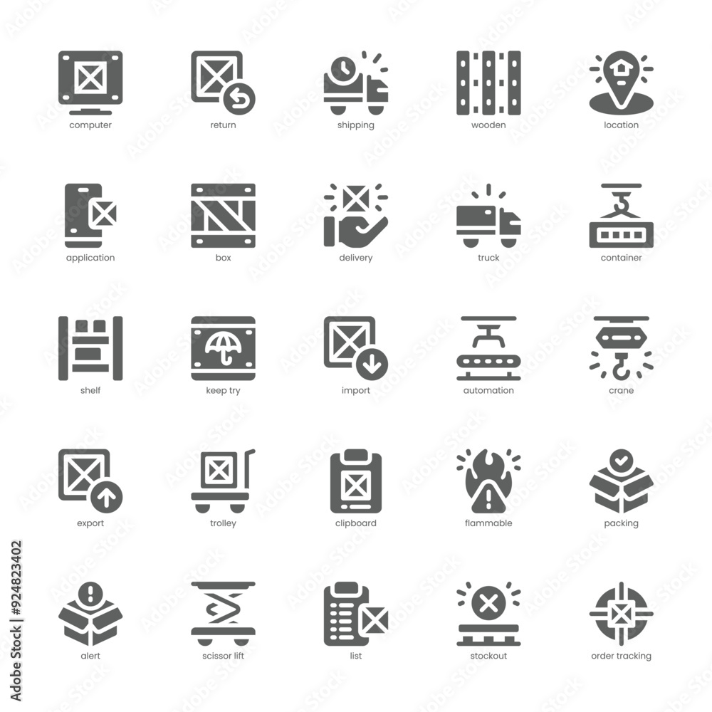 Warehouse icon pack for your website, mobile, presentation, and logo design. Warehouse icon glyph design. Vector graphics illustration and editable stroke. Warehouse icon pack for your website, mobile, presentation, and logo design. Warehouse icon glyph design. Vector graphics illustration and editable stroke.