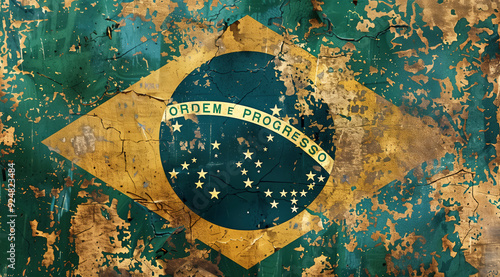 Old and Weathered Brazil Flag