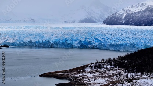 Perito Moreno Glacial At El Calafate In Santa Cruz Argentina. Stunning Glacier. Los Glaciares National Park. Iceberg Background. Perito Moreno Glacial At El Calafate In Santa Cruz Argentina. photo