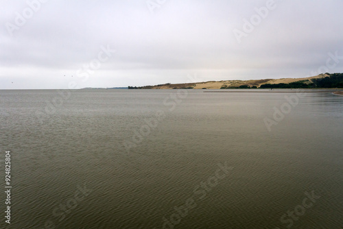 Landscape at the Curonian Lagoon on a gloomy day