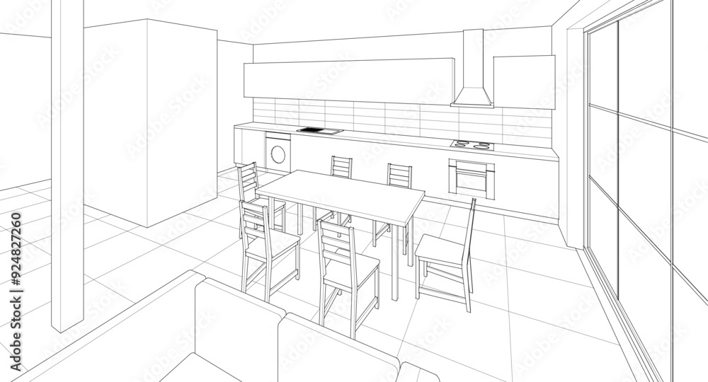 interior kitchen living room 3d illustration
interior kitchen living room 3d illustration