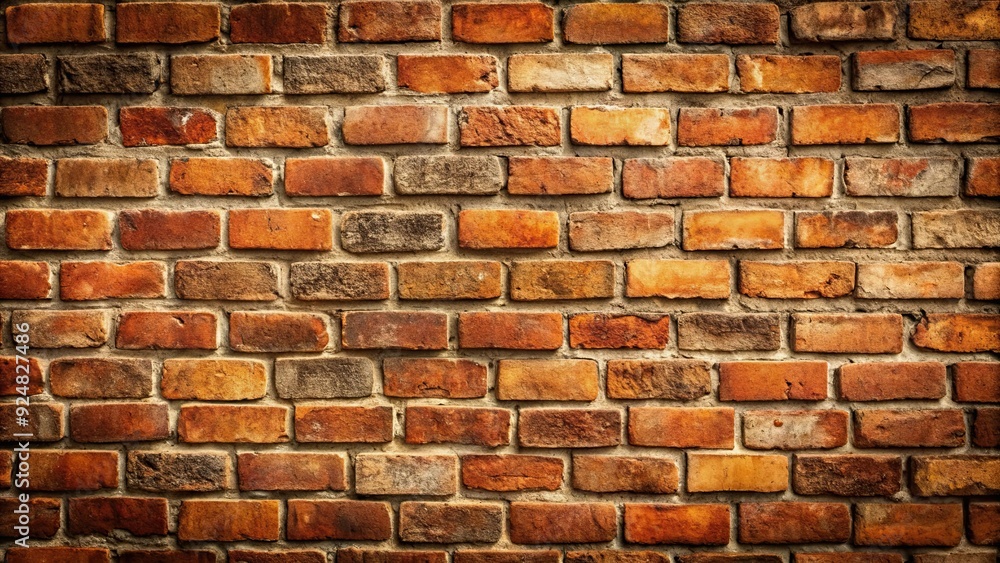 Obraz premium Rustic brick pattern with weathered texture on a wall, Brick, pattern, rustic, weathered, texture, background, old