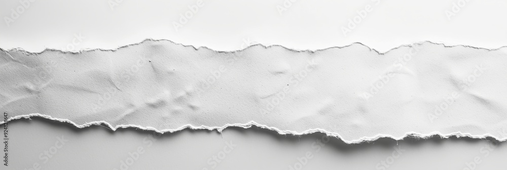Close-up view of a torn piece of paper with a textured edge on a plain white background, showcasing the intricate details of paper fibers. Close-up view of a torn piece of paper with a textured edge on a plain white background, showcasing the intricate details of paper fibers.