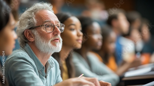 Senior Man in Lecture Hall