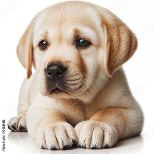 Adorable labrador puppy on a white background