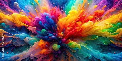 Vibrant explosion of liquid colors on canvas, creating a mesmerizing kaleidoscope of hues , vibrant, explosion, liquid