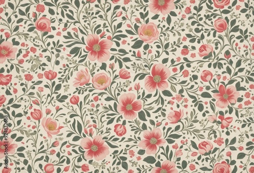 Vintage shabby chic flower pattern, illustration, floral pattern