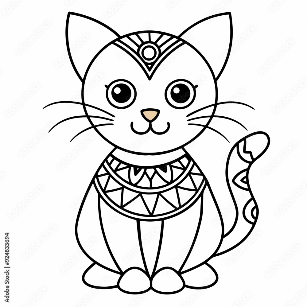 Fototapeta premium Cat mandalas Coloring page | Animals Mandala Coloring page for kids and Adults
