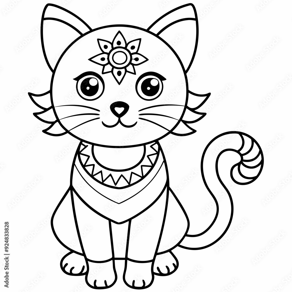 Fototapeta premium Cat mandalas Coloring page | Animals Mandala Coloring page for kids and Adults