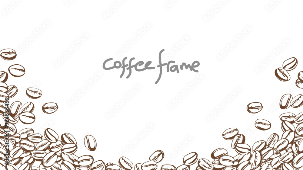 coffee background. Coffee beans in frames, border. Coffee beans background. Coffee Beans Illustration for packaging. coffee background. Coffee beans in frames, border. Coffee beans background. Coffee Beans Illustration for packaging.
