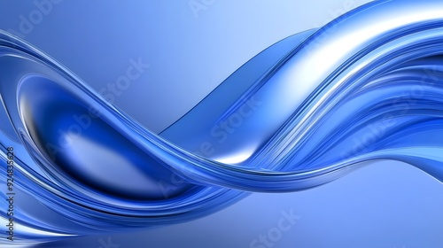 Blue Background 3D Glass Curves Gradient Minimalist Design Abstract Shapes Speed Technology High Details Quality