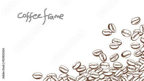 coffee background. Coffee beans in frames, border. Coffee beans background. Coffee Beans Illustration for packaging.