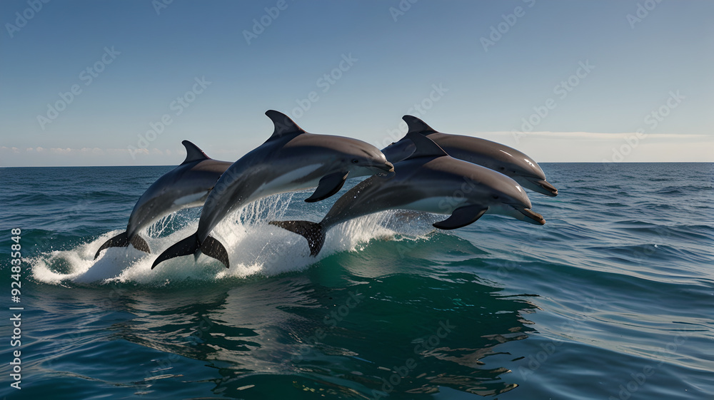Obraz premium Joyful Dolphins in Motion