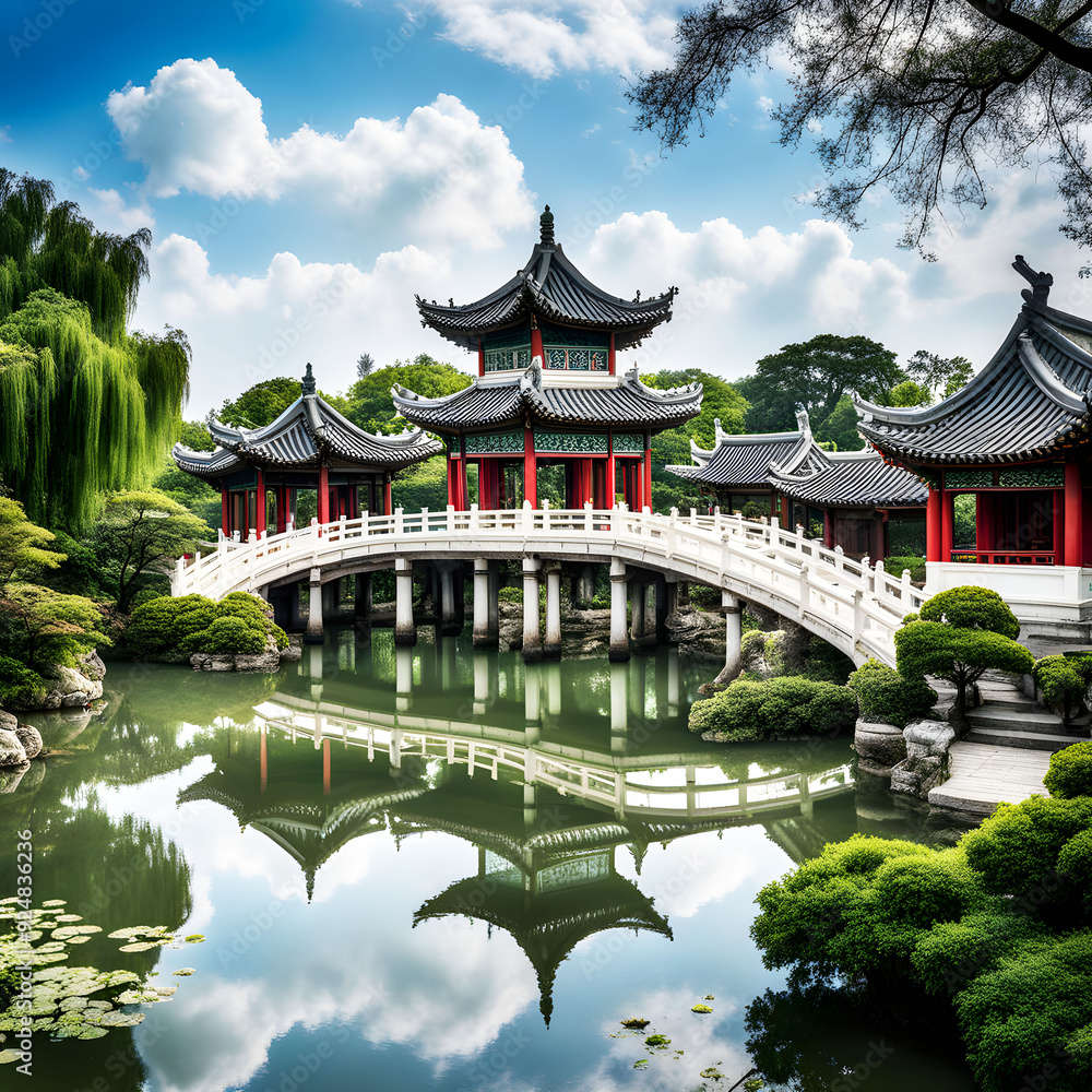 pavilion in the park generative ia	